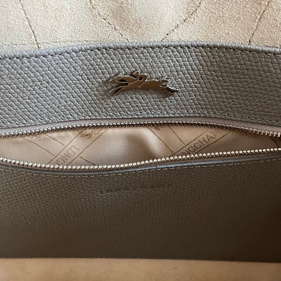 LONGCHAMP Medium Roseau Leather Top Handle Bag - Turtle Dove Grey - Authentic - Picture 11 of 17